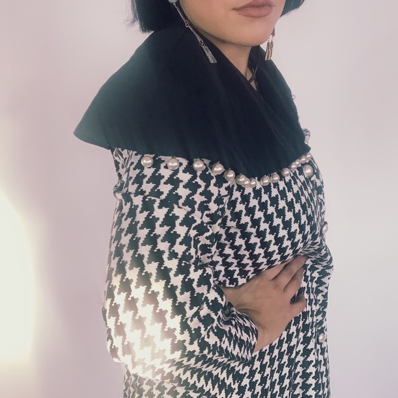 Vintage Houndstooth Pearl Drops Blazer Blouse - Picture 6 of 8